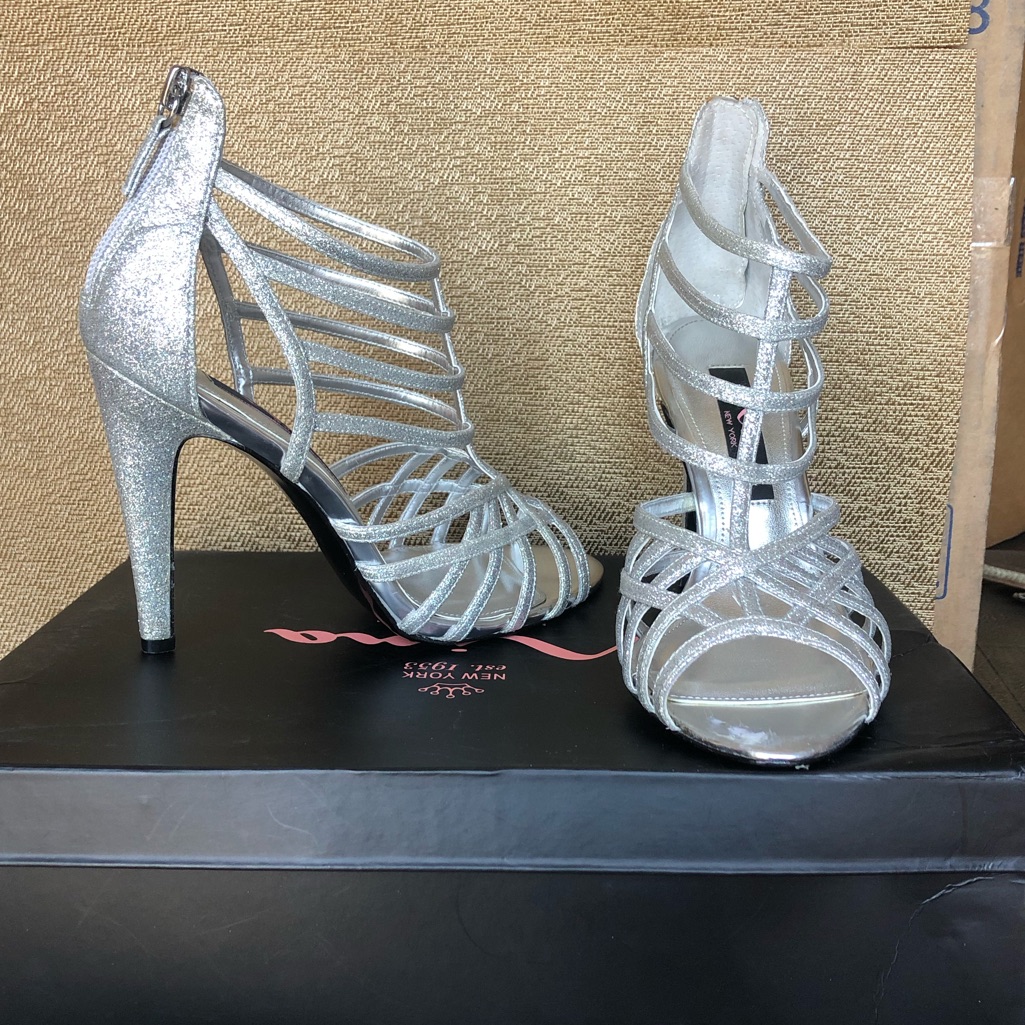 Worn Once Nina Silver Sparkly Heels